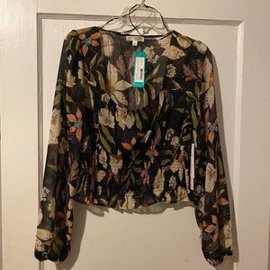 Hensley Smocked Cropped Blouse